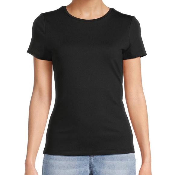 Time and Tru Women's Round Neck Smooth Tee with Short Sleeves, 2-Pack - Picture 2 of 2